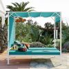 U_STYLE Outdoor Patio Sunbed Daybed with Cushions, Adjustable Seats